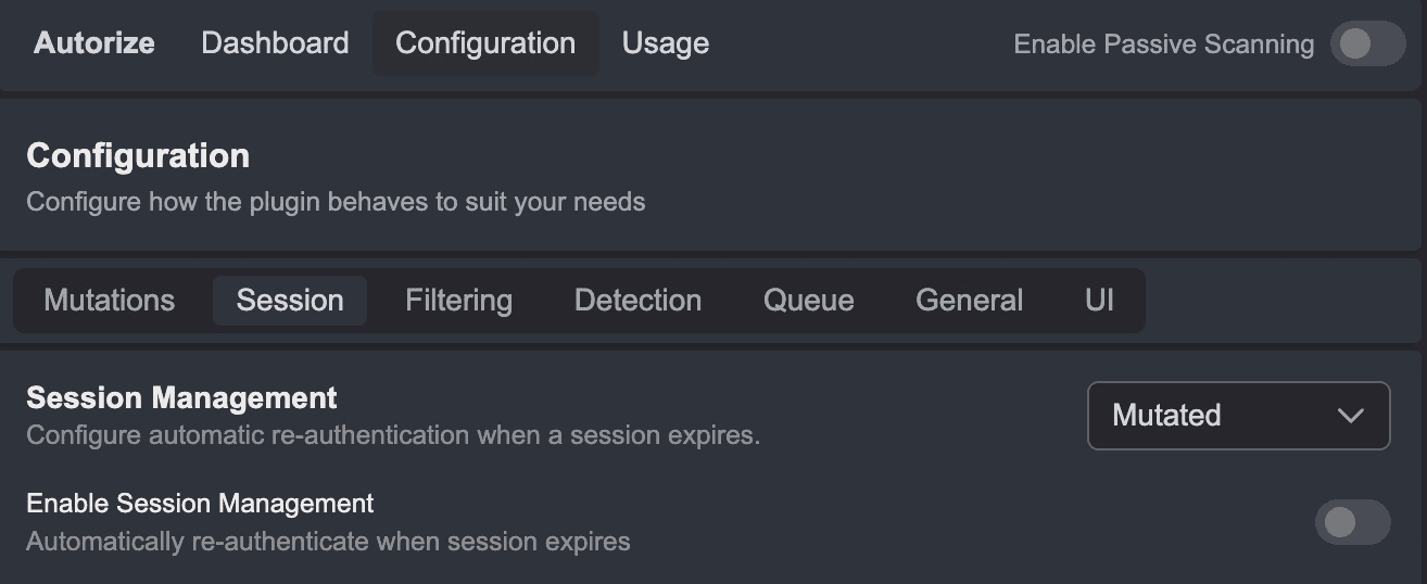The Enable Session Management button.