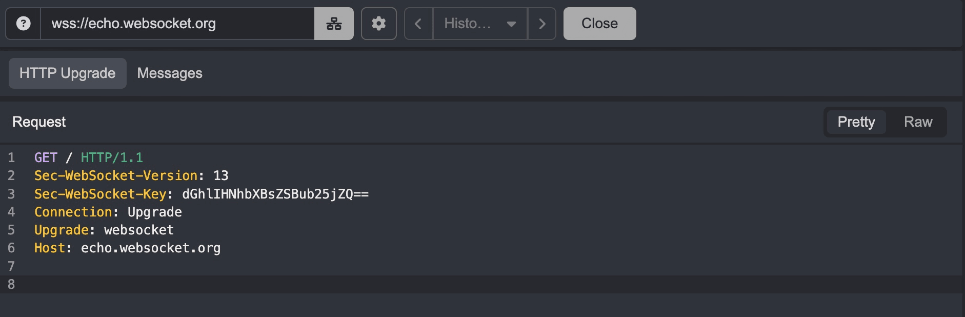 Establishing the WebSocket connection.